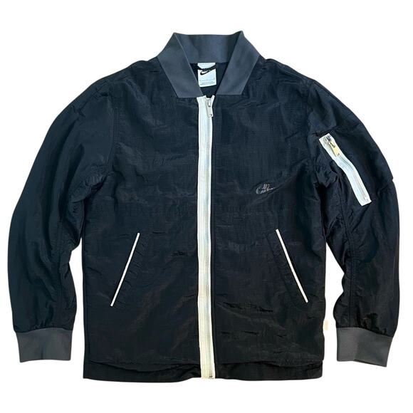 Nike Sportswear Youth Essentials Lined Bomber Textured Nylon Jacket Black Size L - Picture 1 of 9